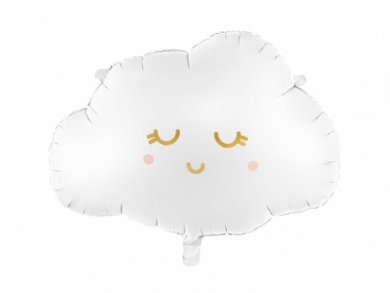 White Cloud with Gold Foiled Details Supershape Balloon (51cm x 35,5cm)