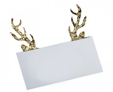 Gold Glitter Antler White Place Cards (10pcs)