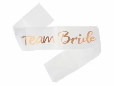 Team Bride White Sash with Rose Gold Letters
