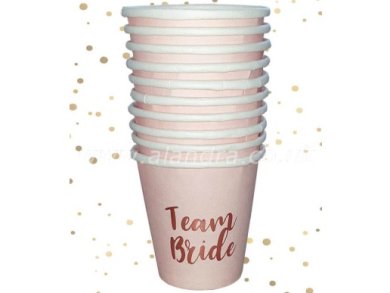 Team Bride Pink Paper Shot Cups with Rose Gold Print (10pcs)