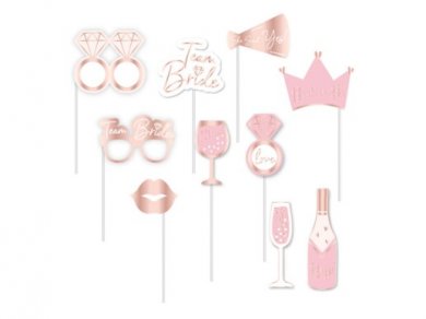 Team Bride Gold, Pink and Rose Gold Props (8pcs)