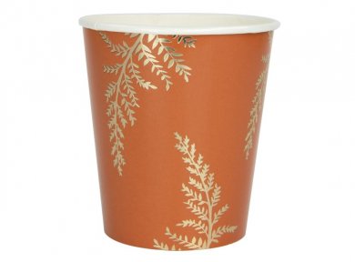 Terracotta with Gold Ferns Paper Cups (8pcs)