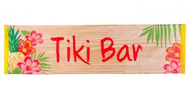 Tiki Bar Fabric Banner (180cm x 50cm)