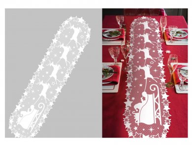 Santa Sleigh Lace Table Runner (46cm x 183cm)