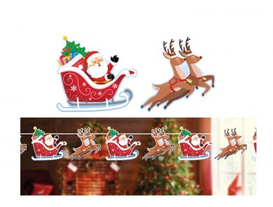 Santa Sleigh and The Reindeers Garland (300cm)