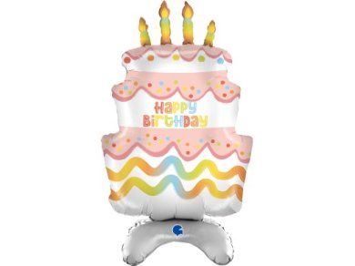 Stand Up Birthday Cake Supershape Balloon (97cm)