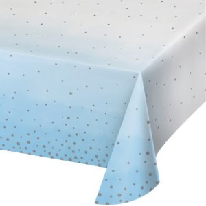 Blue and Silver Celebration Paper Tablecover (137cm x 259cm)
