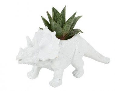 Triceratops White Decorative Pot (10cm x 21cm)