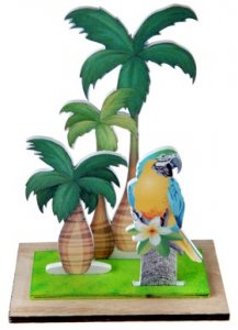 Tropical Parrots Wooden Centerpiece Table Decoration (16,5cm x 23cm)