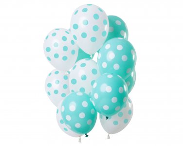 Turquoise Polka Dots Latex Balloons (12pcs)