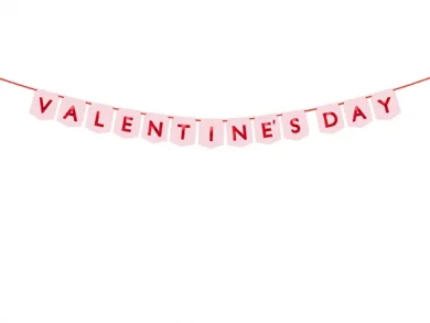 Valentines Day Ροζ Σημαιάκια με Κόκκινα Γράμματα (150εκ)