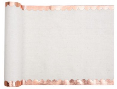 Cotton Table Runner with Rose Gold Scalloped Design (28cm x 300cm)