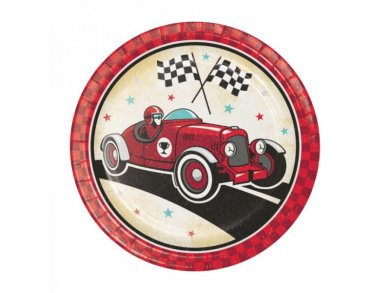 Vintage Race Car Large Paper Plates (8pcs)