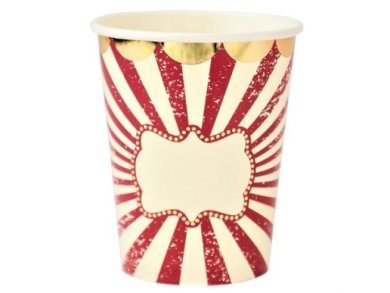 Vintage Circus with Gold Foiled Print and Frame Paper Cups (8pcs)