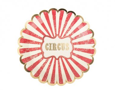 Vintage Τσίρκο με Χρυσοτυπία Μεγάλα Χάρτινα Πιάτα (8τμχ)