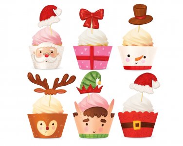 Vintage Christmas Cupcake Kit (6pcs)