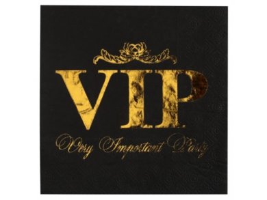 VIP Black Luncheon Napkins with Gold Foiled Print (10pcs)
