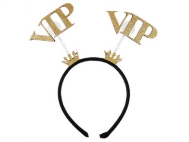 VIP Black Headband with Gold Crowns