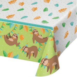 Sloth Party Plastic Tablecover (137cm x 259cm)