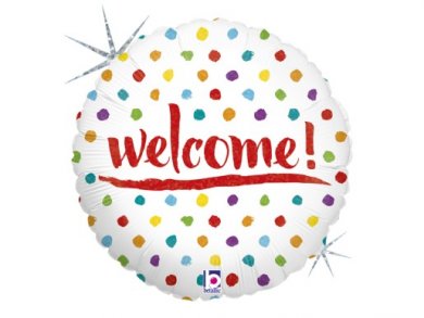Welcome Foil Balloons with Colorful Dots (46cm)