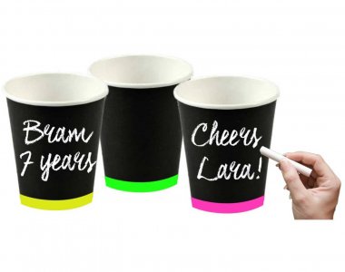 Writable Paper Cups with Fluo Colors (6pcs)