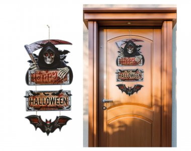 Death Happy Halloween Wooden Sign