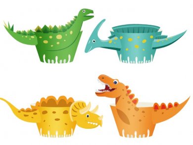 Χαρούμενοι Δεινόσαυροι Περιτυλίγματα για Cupcakes (8τμχ)
