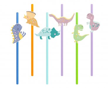 Happy Dinosaurs Paper Straws (6pcs)