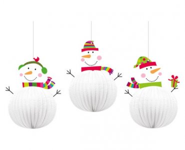 Happy Snowman Hanging Decorations (3pcs)