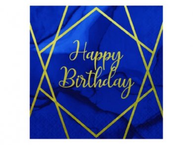 Navy Blue and Gold Happy Birthday Luncheon Napkins (16pcs)