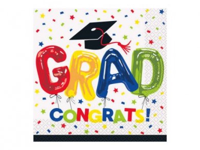 Χαρτοπετσέτες για Αποφοίτηση Πολύχρωμο Grad Congrats 16τμχ