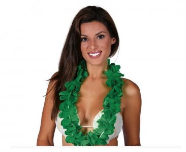 Luau Necklace with Green Flowers
