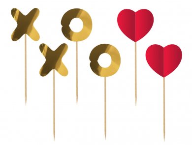 Xo Xo and Red Hearts Decorative Picks (6pcs)