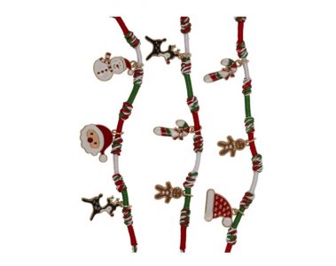Textile Bracelet with Christmas Charms
