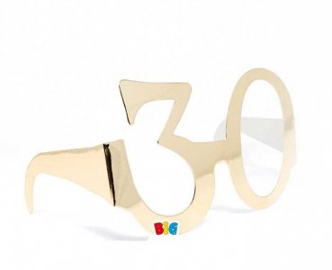 Gold Paper Glasses with Number 30 (6pcs)