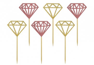 Χρυσά και Ροζ Χρυσά Διαμάντια Διακοσμητικές Οδοντογλυφίδες (6τμχ)