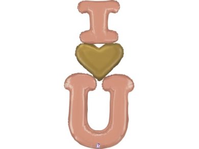Gold and Rose Gold I Love You Letters Extra Large Supershape Balloon (152cm)