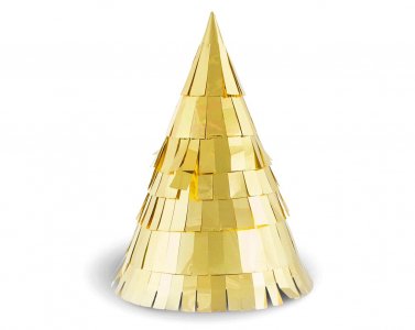 Gold Party Hats with Foil Fringes (6pcs)