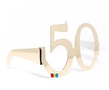 Gold Paper Glasses with Number 50 (6pcs)