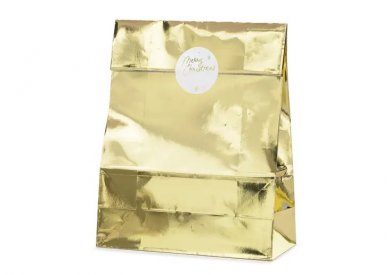 Χρυσές Σακούλες με Αυτοκόλλητα Merry Christmas (3pcs)