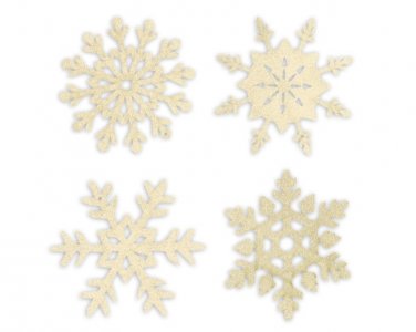 Gold Snowflakes with Glitter (8pcs)