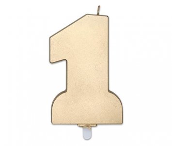 Satin Gold Number 1 Cake Candle (10cm)