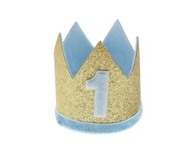 Gold Felt Crown with Pale Blue Number 1