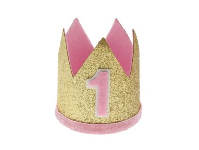 Gold felt Crown with Pink Number 1