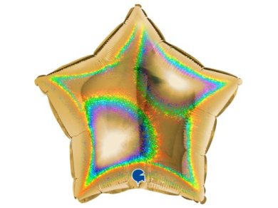 Gold Glitter Holographic Star Foil Balloon (46cm)