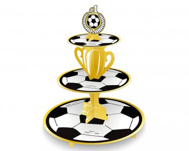 Χρυσό Ποδόσφαιρο Τριώροφο Σταντ για Cupcakes (34εκ x 41εκ)