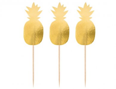 Gold Pineapples Decorative Picks (20pcs)