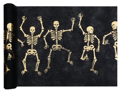 Gold Skeletons Black Table Runner (30x500cm)