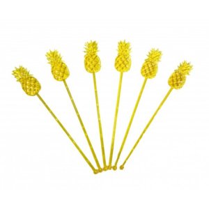 Yellow Pineapples Plastic Stirrers (12pcs)