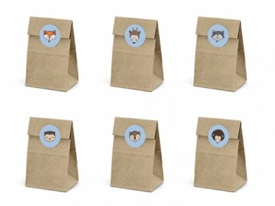 Woodland Paper Treat Bags with Stickers (6pcs)